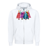 White christmas trees and lights Zipper Hoodie - MaliasSmallBusiness