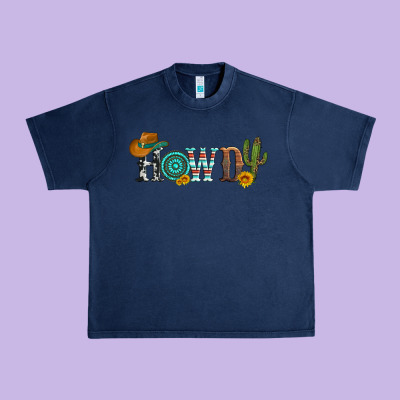 Howdy With Cowboy Hat And Cactus Urban Heavy Tee Designed By Artiststas