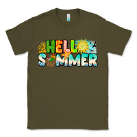 Army Green Hello Summer Classic Tee - CowhideDigitalArt