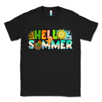 Black Hello Summer Classic Tee - CowhideDigitalArt