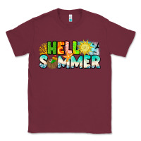 Burgundy Hello Summer Classic Tee - CowhideDigitalArt