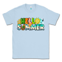 Dusty Blue Hello Summer Classic Tee - CowhideDigitalArt