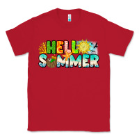 Red Hello Summer Classic Tee - CowhideDigitalArt