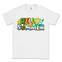 White Hello Summer Classic Tee - CowhideDigitalArt