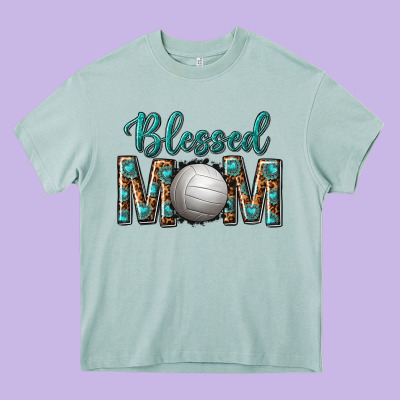 Western Blessed Mom With Volleyball Heavy Core Tee Designed By Texasbilliewilder