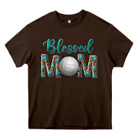 Chocolate Brown western blessed mom with volleyball Heavy Core Tee - texasbilliewilder