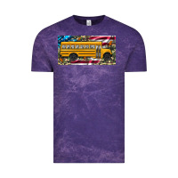 Cloud Purple school bus camouflage american flag license plate Vintage Tee - Artiststas