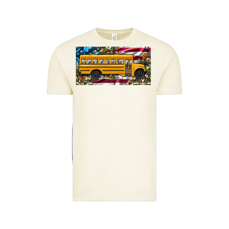 School Bus Camouflage American Flag License Plate Vintage Tee by Artiststas | Teevron