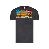 Vintage Black school bus camouflage american flag license plate Vintage Tee - Artiststas