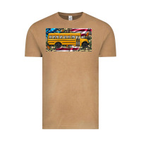 Vintage Camel school bus camouflage american flag license plate Vintage Tee - Artiststas