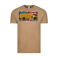 Vintage Coffee school bus camouflage american flag license plate Vintage Tee - Artiststas