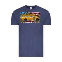 Vintage Denim school bus camouflage american flag license plate Vintage Tee - Artiststas