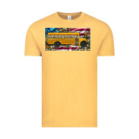 Vintage Mustard school bus camouflage american flag license plate Vintage Tee - Artiststas
