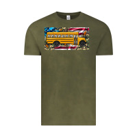 Vintage Olive school bus camouflage american flag license plate Vintage Tee - Artiststas