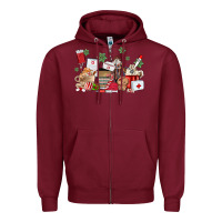 Burgundy nurse coffee cups Zipper Hoodie - MaliasSmallBusiness