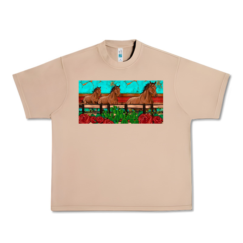 Horses Roses Ann Cactuses License Plate Urban Heavy Tee by Artiststas | Teevron