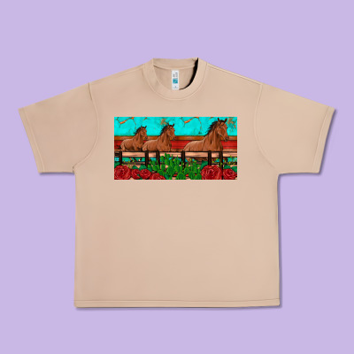 Horses Roses Ann Cactuses License Plate Urban Heavy Tee Designed By Artiststas