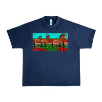 Navy horses roses ann cactuses license plate Urban Heavy Tee - Artiststas