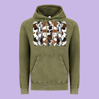 Cowhide Brushstrokes Vintage Hoodie Designed By Ranaportraitstore