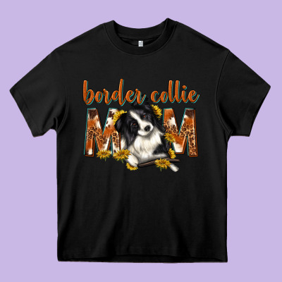 Western Border Collie Mom Heavy Core Tee Designed By Texasbilliewilder