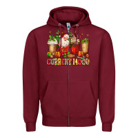 Burgundy Christmas Santa coffee cups current mood Zipper Hoodie - MaliasSmallBusiness