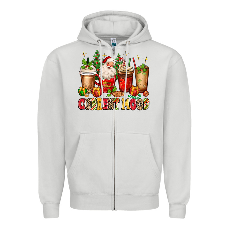 Christmas Santa Coffee Cups Current Mood Zipper Hoodie by MaliasSmallBusiness | Teevron
