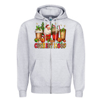 Heather Grey Christmas Santa coffee cups current mood Zipper Hoodie - MaliasSmallBusiness