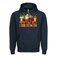 Navy Christmas Santa coffee cups current mood Zipper Hoodie - MaliasSmallBusiness