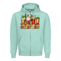 Seafoam Christmas Santa coffee cups current mood Zipper Hoodie - MaliasSmallBusiness