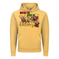 Vintage Mustard North Pole Delivery Santa Sleigh Vintage Hoodie - Artiststas