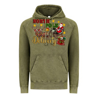 Vintage Olive North Pole Delivery Santa Sleigh Vintage Hoodie - Artiststas