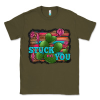 Army Green stuck on you heart cactus serape leopard background Classic Tee - Jasminsmagicworld