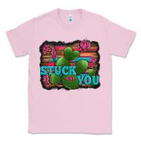 Bubblegum Pink stuck on you heart cactus serape leopard background Classic Tee - Jasminsmagicworld