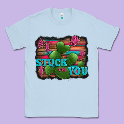Stuck On You Heart Cactus Serape Leopard Background Classic Tee Designed By Jasminsmagicworld