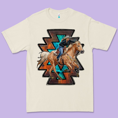 Cowgirl With Aztec Premium Tee Designed By Ranaportraitstore