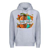 Heather Grey pumpkin hello fall Premium Hoodie - NancyCooperArtShop