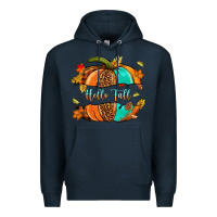Navy pumpkin hello fall Premium Hoodie - NancyCooperArtShop