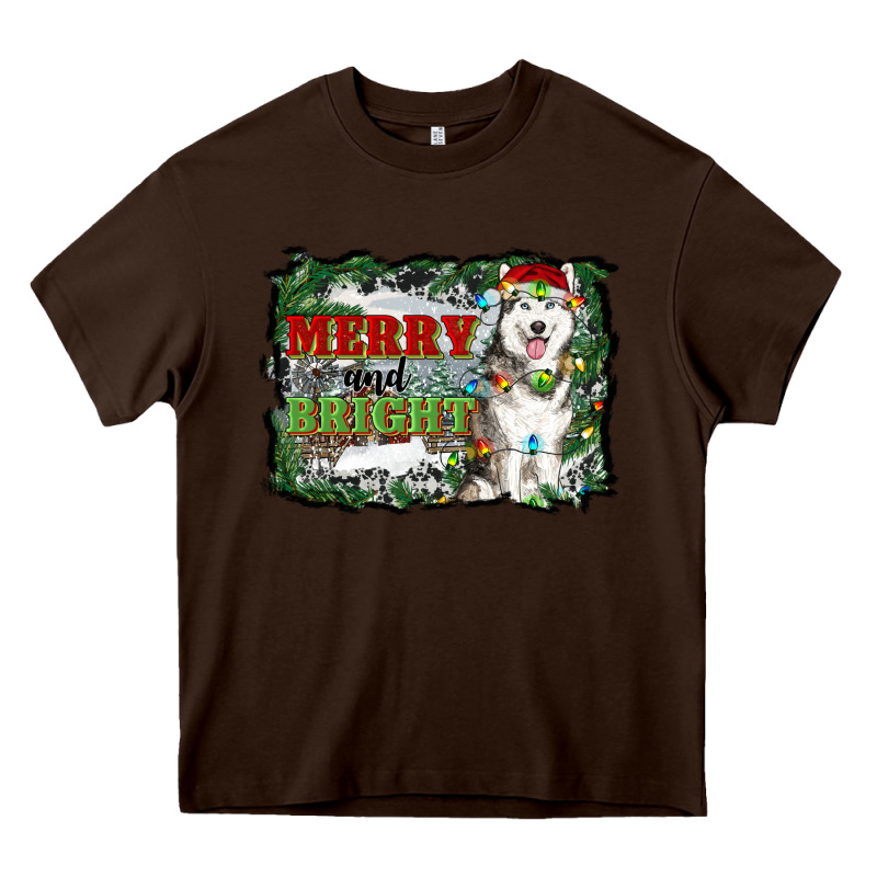 Merry And Bright Husky Farm  Background Heavy Core Tee by RanaPortraitStore | Teevron