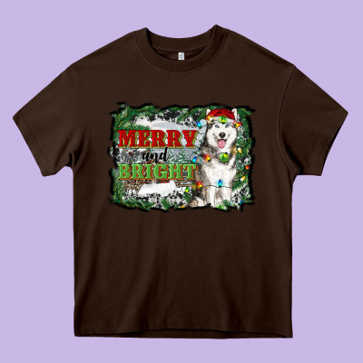 Merry And Bright Husky Farm  Background Heavy Core Tee Designed By Ranaportraitstore