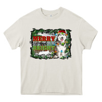 Cream merry and bright husky farm  background Heavy Core Tee - RanaPortraitStore