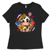 Cute Cow Fourth Of July Ladies Tee | Teevron