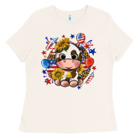 Bone cute cow fourth of july Ladies Tee - texasbilliewilder