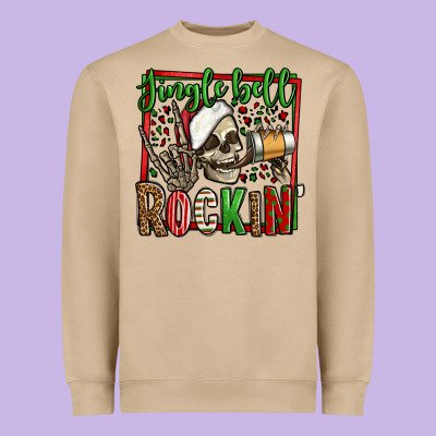 Jingle Bell Rockin Skeleton Christmas Heavyweight Sweatshirt Designed By Jasminsmagicworld