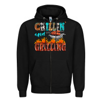 Black chillin and grilling Zipper Hoodie - MaliasSmallBusiness