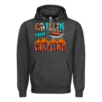Charcoal Heather chillin and grilling Zipper Hoodie - MaliasSmallBusiness