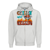 Dove Grey chillin and grilling Zipper Hoodie - MaliasSmallBusiness