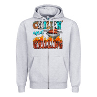 Heather Grey chillin and grilling Zipper Hoodie - MaliasSmallBusiness