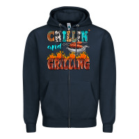 Navy chillin and grilling Zipper Hoodie - MaliasSmallBusiness