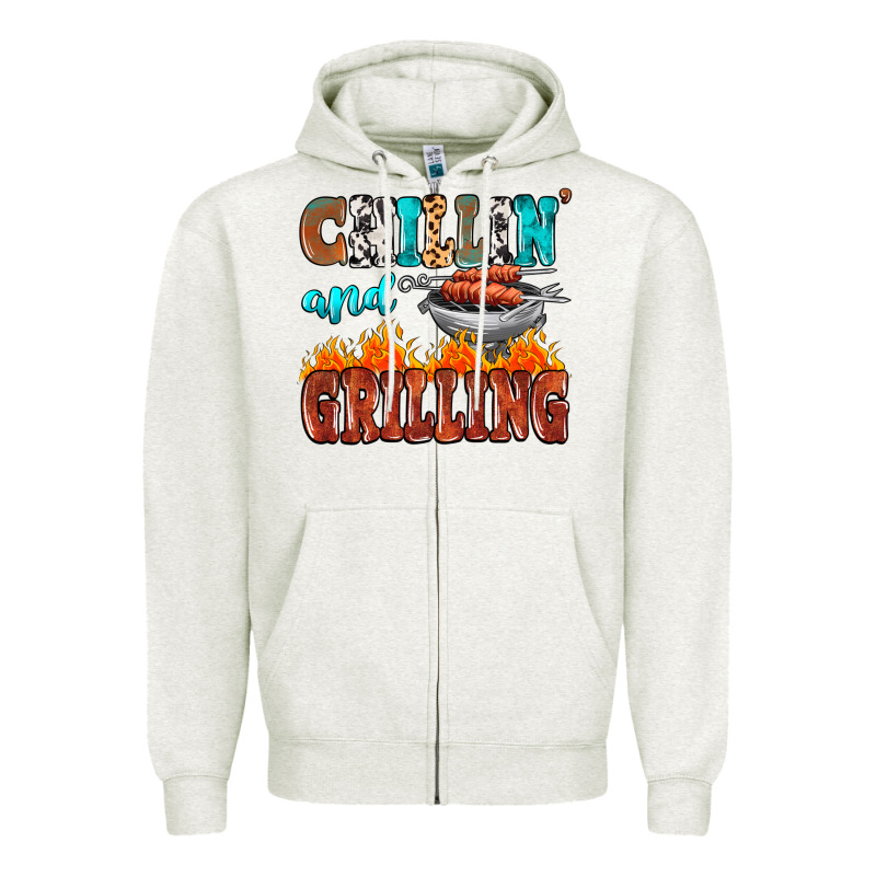 Chillin And Grilling Zipper Hoodie by MaliasSmallBusiness | Teevron