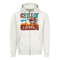 Oatmeal Heather chillin and grilling Zipper Hoodie - MaliasSmallBusiness